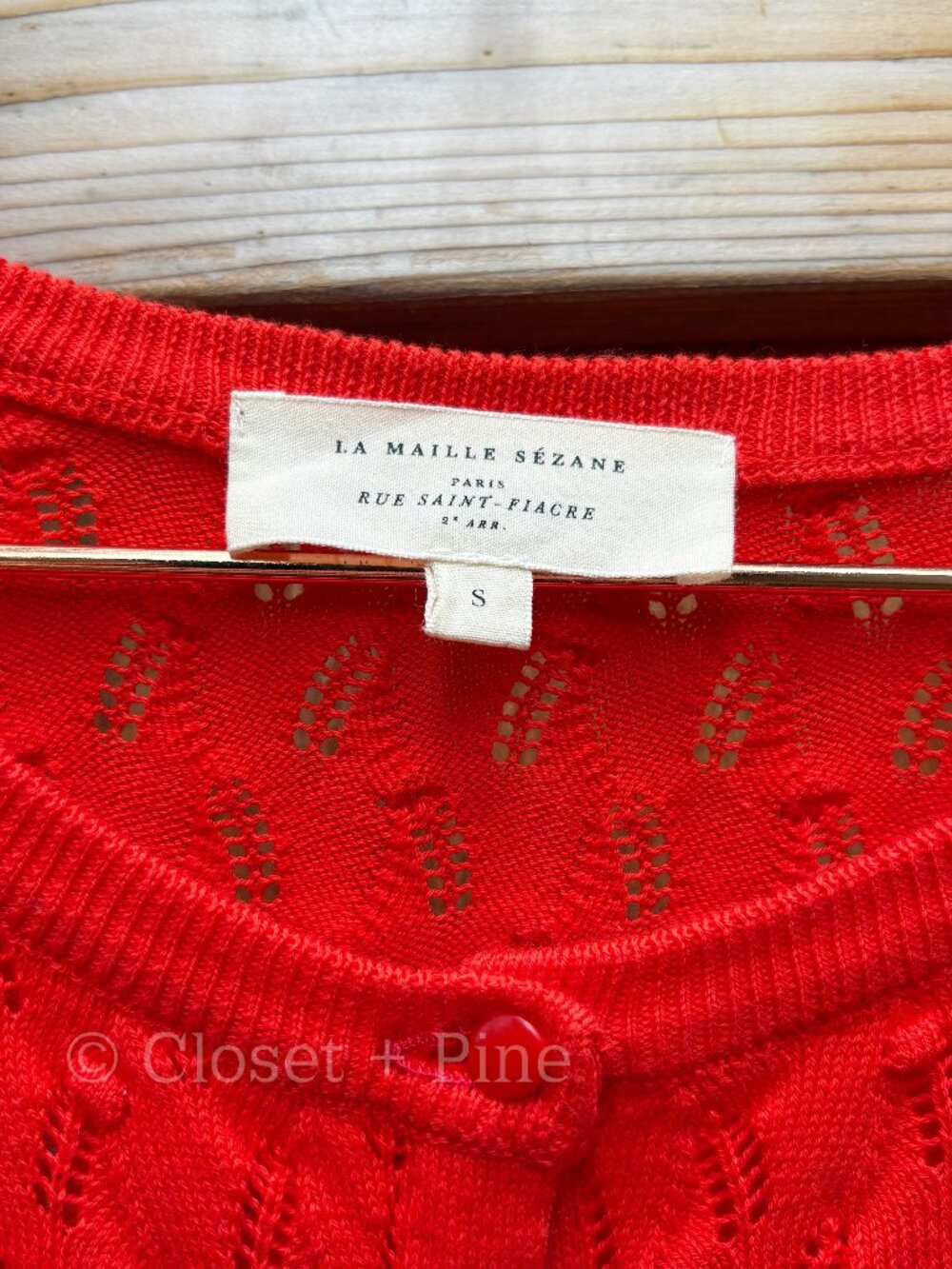 Sezane Philippe Jumper Cardigan Sweater Size Small Coral Red - Picture 4 of 15